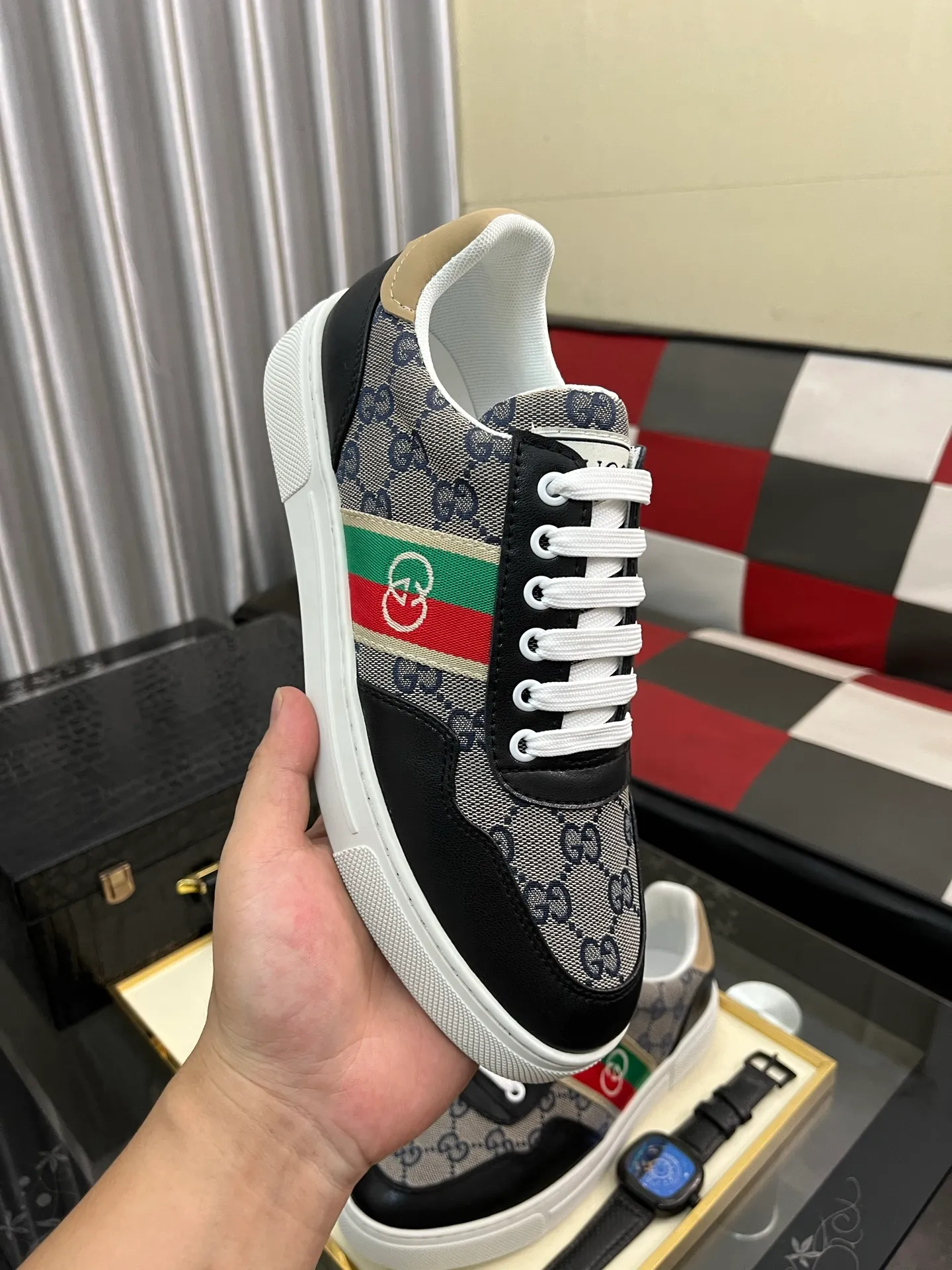 Men's shoes 💰440⌚️⌚️ (GUCCI) Men's casual shoes from Gucci's official website, the same style, the upper is made of cowhide with imported new brand elements Gucci, showing a good atmosphere, simple design, super versatile, 🐑 leather lining, air-cushion rubber outsole, size 38-443️⃣ colors available